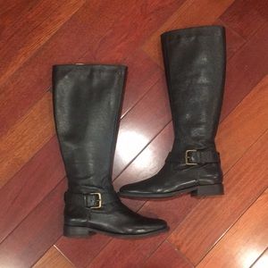 Black leather Cole Haan calf height boots